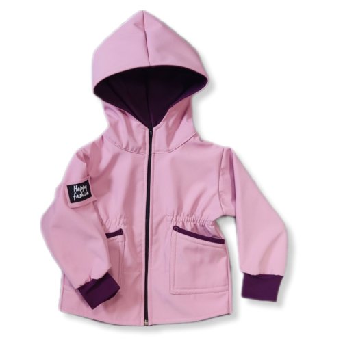 Detská bunda - parka softshell ružová - veľkosť: 128