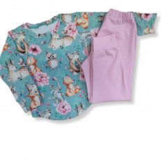 Detské pyžamo lesné zvieratká tyrkysové